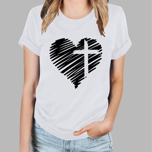 Pntutb Femmes Dédoublés Femmes de Mode Imprimé tops Manches Courtes sur Blouse Col Rond T-Shirt tops