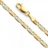 14K Gold 3 Color 3.3mm Valentino Chain : 20"