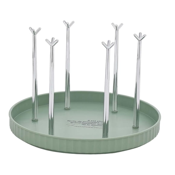 Soporte para tazas de café con 6 ganchos y bandeja de drenaje, ideal para el hogar y la sala de estar. Verde