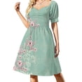 thumbnail image 2 of Vestido Vintage flora de manga corta vestidos de mujer para ocasis especiales vestido suelto para mujer vestido de noche para mujer, 2 of 7