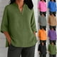 thumbnail image 1 of Camiseta de maestra/o,Blusa informal de poliéster con cuello en V y mangas 3/4 para mujer, color liso, para uso diario, sopatenor, 1 of 8