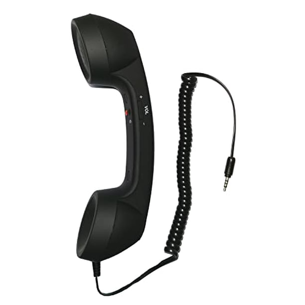 YTYKINOY Retro 0.138 in teléfono teléfono celular receptor micrófono micrófono altavoz para iPhone iPad teléfonos móviles teléfono inteligente (negro)