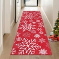 thumbnail image 7 of Christmas Runner Rug 2' x 8', Xmas Snowflake Pattern Floor Cover Machine Washable Carpet Rug, Holiday Decorative Non Slip Stain Resistant Accent Rug for Living Room Bedroom Decor, Red, 7 of 7