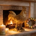 thumbnail image 4 of Rooster Statue European Vintage Style Auspicious Decor, Golden Rooster of Good Fortune Rattan Weave Design Resin Figurine, Rooster Decor for Home Living Room and Desktop, Gold, 4 of 6