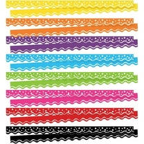 Barker Creek Happy Double-Sided Scalloped Border Set of 8, Multi-Color 8-Pack with 312 Feet of Border Total – 39 Feet Each in 8 Happy Colors (3874)