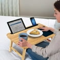 thumbnail image 2 of BirdRock Home Curved Lap Tray with Storage Drawer & Mouse Pad - Natural, 2 of 9