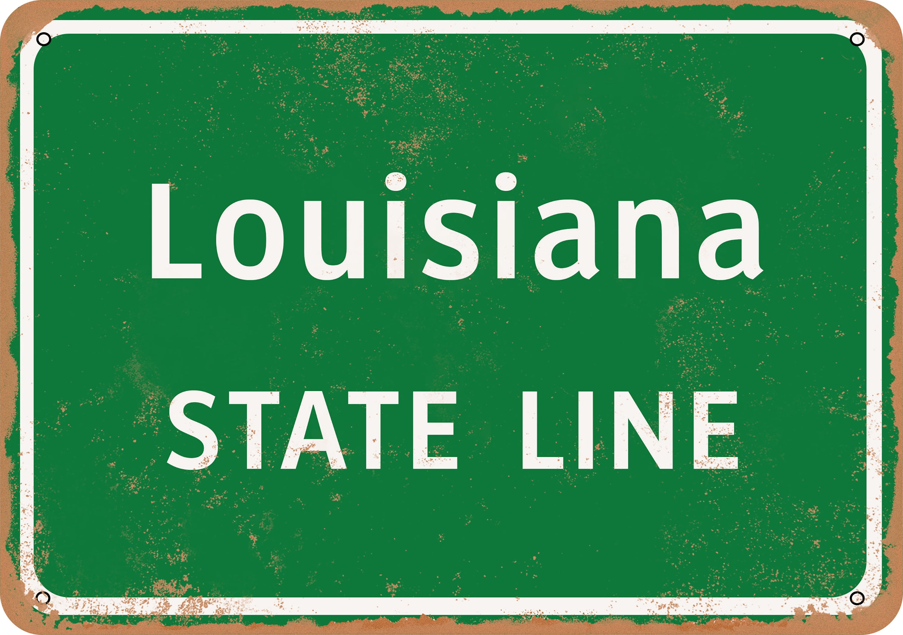 7 x 10 METAL SIGN Louisiana State Line Vintage Rusty Look