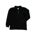 thumbnail image 3 of Leveret Boys Long Sleeve Cotton Polo Shirt Black 10 Year, 3 of 3