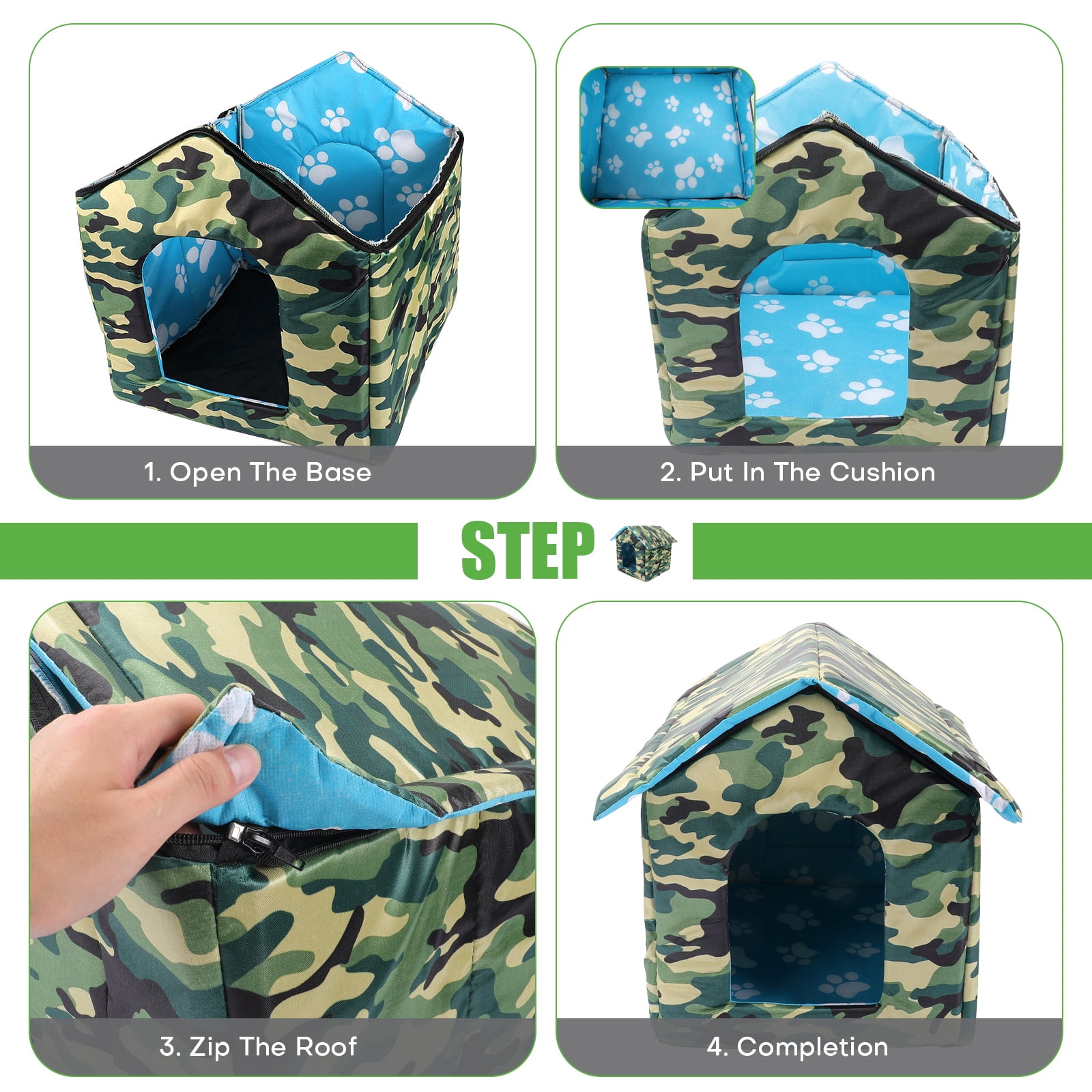 SENNAUX Outdoor Cat House Kitty Shelter Pet Cave Bed for Small Dog Cat Waterproof, 15*13.8*15"