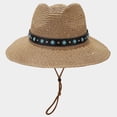 thumbnail image 7 of LRen Women Tea Party Hats Fashionable Summer Sun Hat with Adjustable Brim and Secure Tie for Casual Outdoor Holiday Wear Khaki, 7 of 7