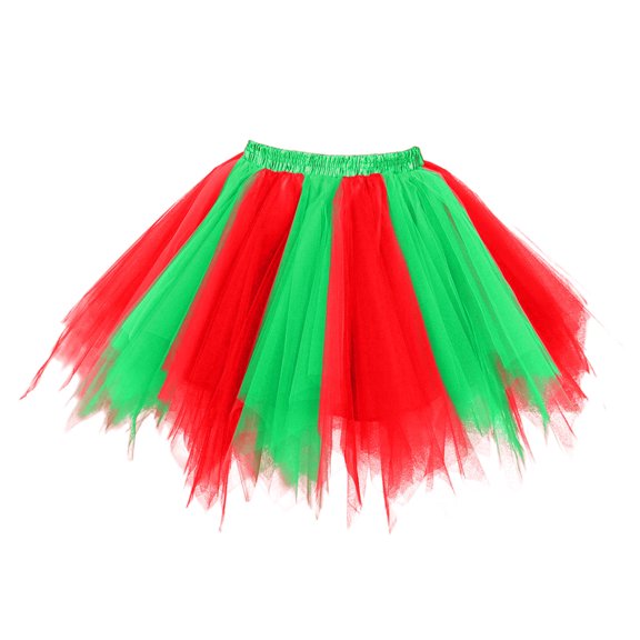 ZHOGXU Mesh Skirts For Womens Contrast Color Elastic Waist Ruffle Layered New Clothes 2026