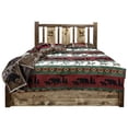 thumbnail image 5 of Homestead Collection Platform Bed w/ Storage, Queen w/ Laser Engraved Elk Design, Stain & Clear Lacquer Finish, 5 of 8