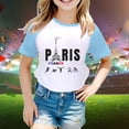 thumbnail image 2 of Toddler Girls Summer Tops Tees Fashion Games Letter Graphic Printed Raglan Color Block Short Sleeved Pullover Tee Blouse Spring Shirts For Boy 6-7T, 2 of 4