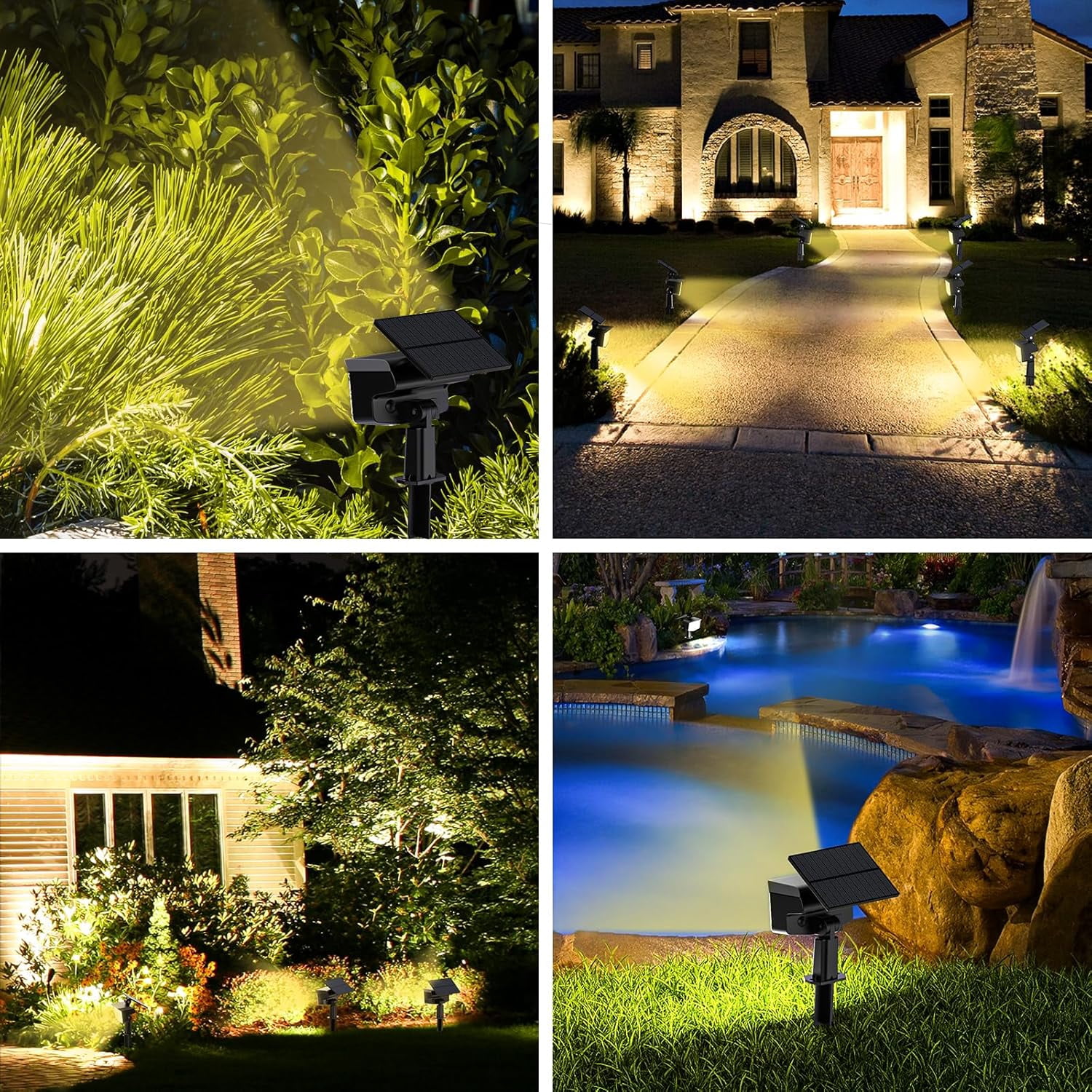 Solar Spot Lights Outdoor, 10 Pack, 3 Modes, Adjustable Landscape Solar Lights, IP65 Waterproof for Walkway, Yard, Garden, Driveway Security-Warm White