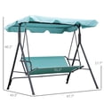 thumbnail image 5 of Patio Porch Swing Chair with Adjustable Canopy, Seats 3 Adults, Steel Frame, Armrests, Green, 5 of 5