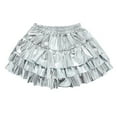 thumbnail image 2 of Wuxian Girls T Shirts Jazz Dancewear Sequins Skirts Ruffles Tiered Short Length Fashion Clothing For Teens Performance Sparkly Streetwear Athletic Baggy Tops,Light Gray,9-10 Years, 2 of 4