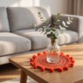 thumbnail image 4 of JHyouerji Woven Round Insulated Placemat 5in Orange Table Mat Hotel Home Dining Table Heat Protection Decorative Coaster, 4 of 5