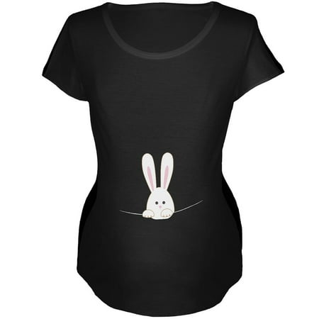 

Easter - Peeking Bunny Rabbit Black Maternity Soft T-Shirt - Medium