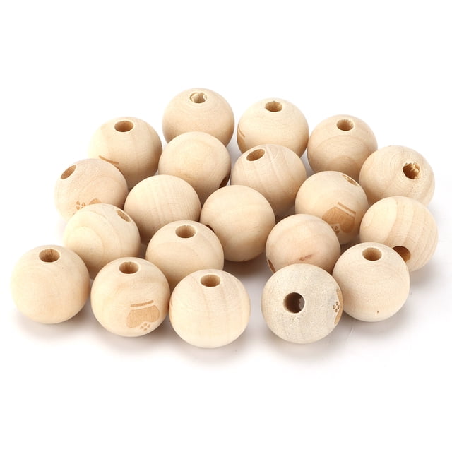 20 piezas cuentas de madera redondas de Color madera, cuentas con patrón bonito a granel con agujero para manualidades DIY, regalo de decoración de Graffiti