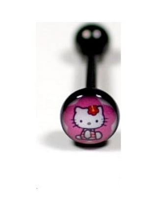 Sanrio Hello Kitty Authentic Officially Licensed Womens 14G Stainless Steel  Light Rose Crystal Belly Button Ring - Hello Kitty Face