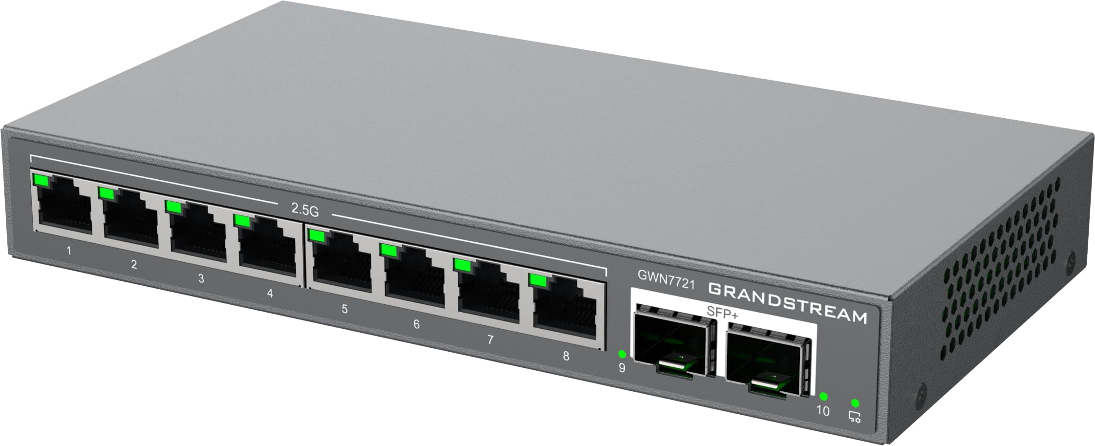 Grandstream GWN7721 | 10-Port Gigabit Ethernet Layer 2 Lite Managed Network Switch | Desktop/Wall-Mount | Metal Design