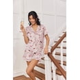 thumbnail image 5 of Ekouaer Satin Pajama for Women Short Sleeve Silky Pj Short Set Bow Front Tie Up Loungewear Sleepwear, 5 of 6