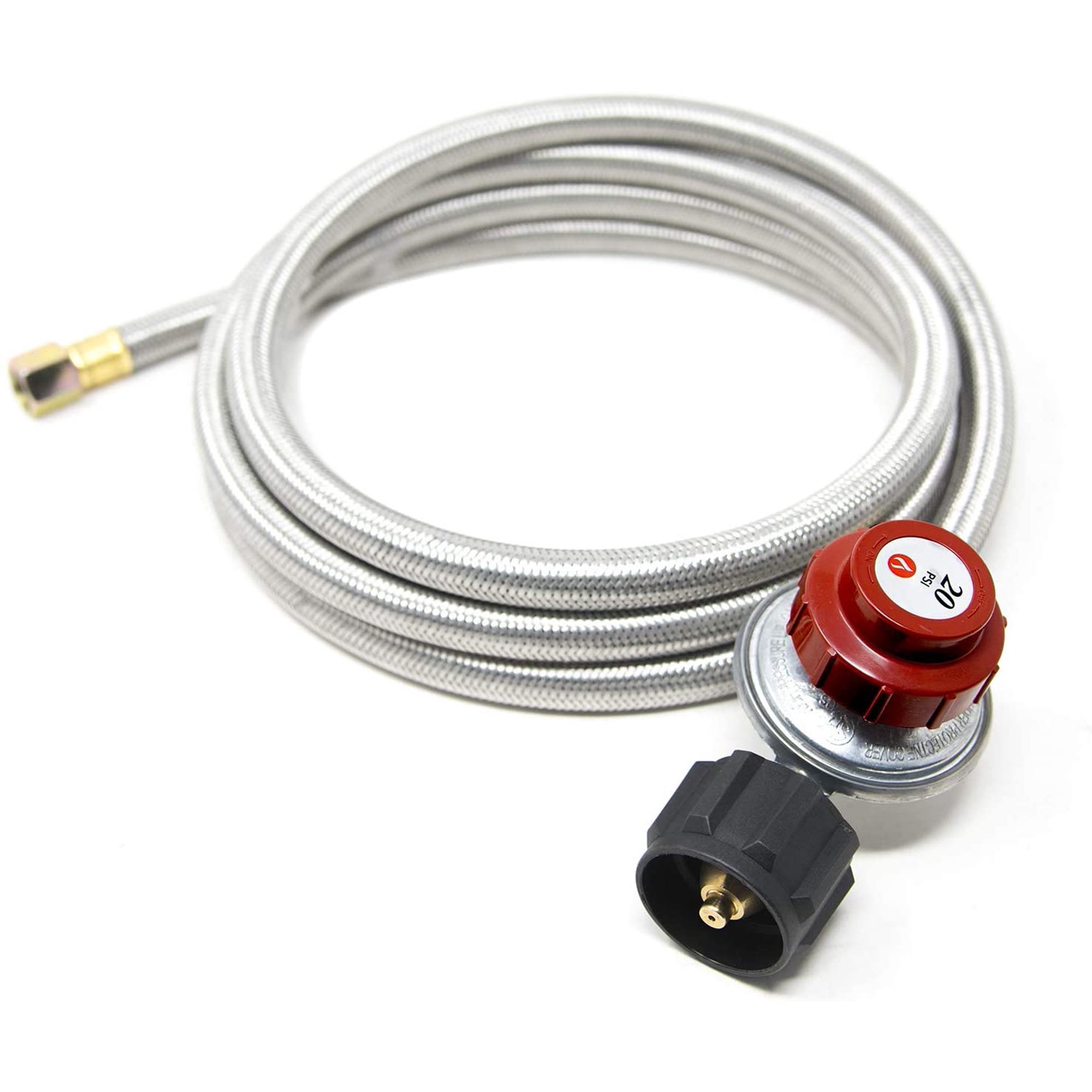 Gas One 8 ft High Pressure Propane 0-20 PSI Adjustable Regulator with 8ft  QCC-1 Type Hose - Works with Newer U.S. Propane Tanks (Steel Braided Hose)  - Walmart.com