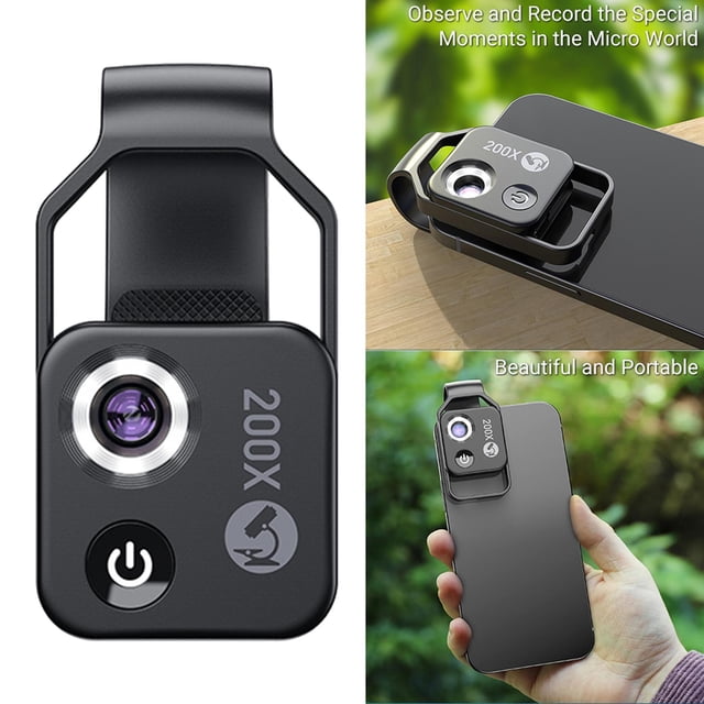 Lente de microscopio 200x Hugo Universal con Cpl Telescopio Ventana negra