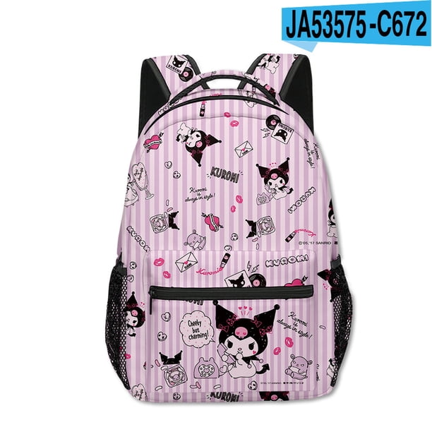 Mochila con dibujos animados de Sanrio Kuromi Kuromi impresa en 3D para estudiantes de primaria y secundaria