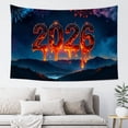 thumbnail image 5 of GooTPa 2026 Fireworks Lava Theme Tapestry, New Year Celebration Digital Illustration, Fiery Mountain Night Scene Wall Art for Bedroom, Living Room, Dorm, or Apartment Decor - 60x40in, 5 of 5