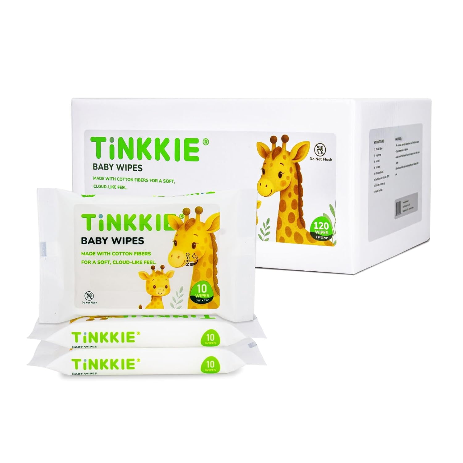 Tinkkie Unscented Baby Wipes, 120 PCS Wipes Total, 12 Small Portable Packs, Travel Size Baby Wipes for Outdoor, Travel, and Daily Carry