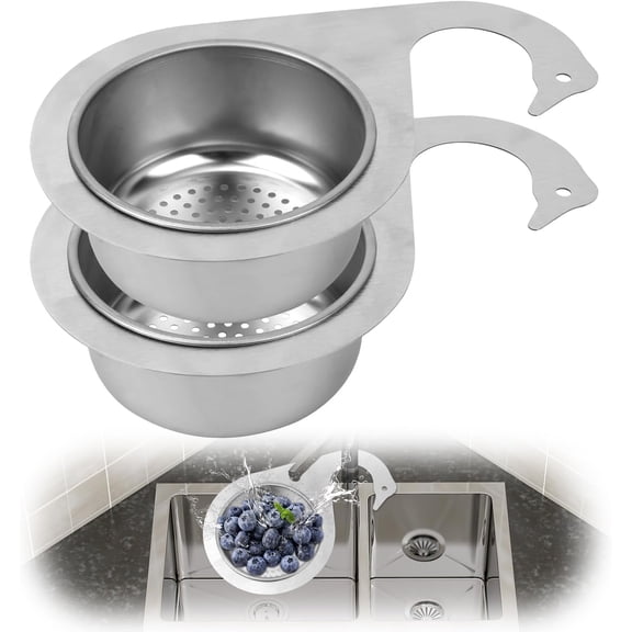 2pcs Swan-Shaped Drain Basket, Stainless Steel Sink Strainer Catcher Multi-Functional Quick Drain Kitchen Filter for Fruits Vegetables, Faucet Hanging (Small)