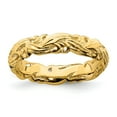 thumbnail image 1 of 925 Sterling Silver Stackable Gold-plated Carved Band Wedding Anniversary Ring Size 8, 1 of 6