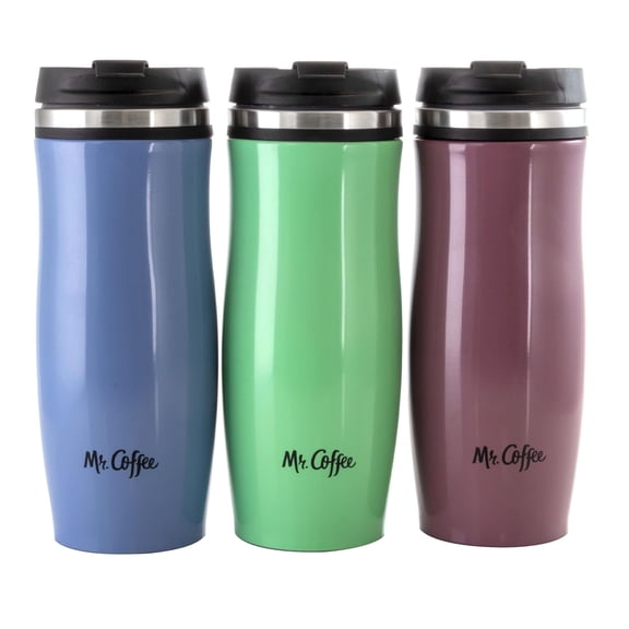 Mr. Coffee 12.5 Ounce Stainless Steel Insulated Thermal Travel Mug in Blue