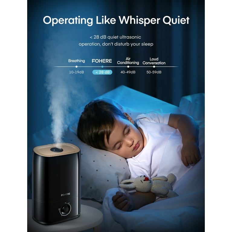 Cool Mist Humidifier - 3L Ultrasonic Humidifiers for Bedroom, Quiet  Humidifier Large Room with 3 Mist Levels, Sleep Mode, Smart Timer, Night  Light, All Night Moisture Humidifier for Baby Home Office 