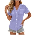 thumbnail image 3 of Cilsoka Womens Short Sleeve Button Down Shirts Dressy Casual Summer Tops Trendy Business Shirts with Pockets, 3 of 6