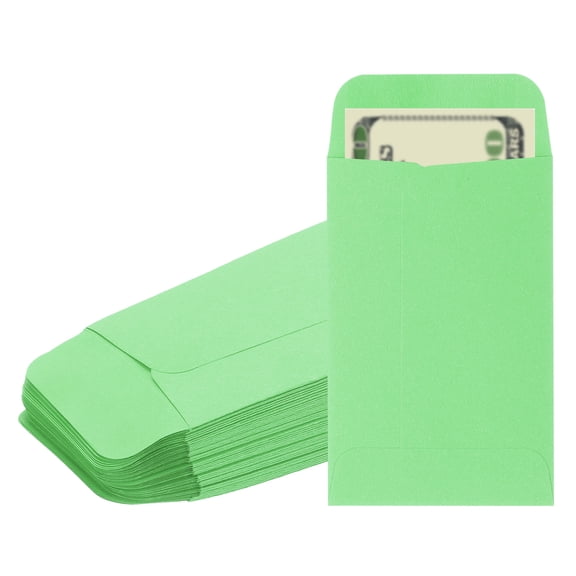 Uxcell Money Envelope, 50 Pcs 3.5" x 2.2" Cash Holder for Checks Coins, Deep Green