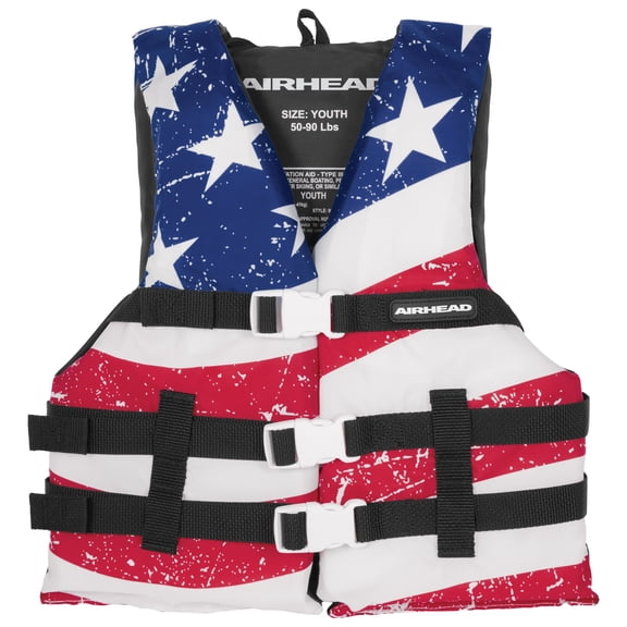 Airhead Sportsstuff Stars and Stripes Life Jacket, Youth 50-90 lbs, Unisex