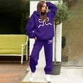 thumbnail image 2 of LINGLANG Fall Outfits For Women 2025 Dressy Casual Classic Bow Printed Hoodie Warm Set 2 Piece Set Casual Sweatsuit Lounge Set Matching Sets, 2 of 4