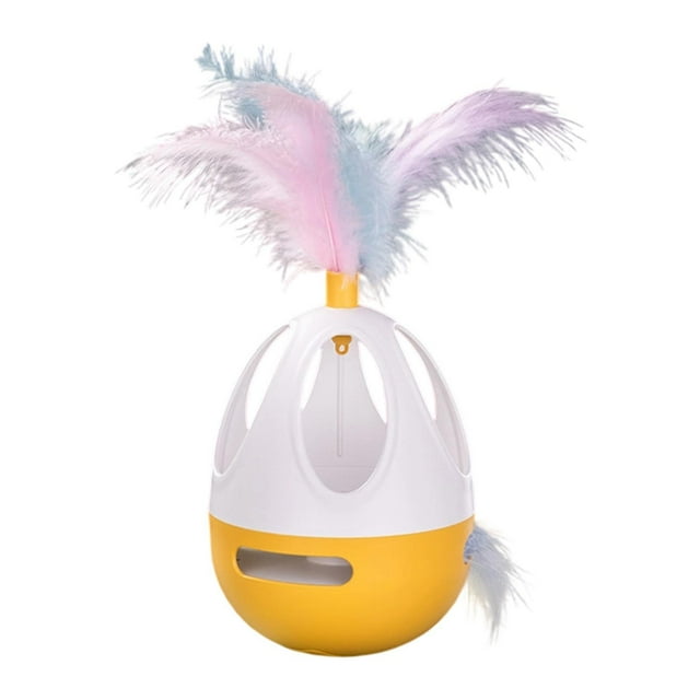Juguete interactivo para gatos con forma de vaso y rotación de 360 degree, con forma de pluma. Naranja