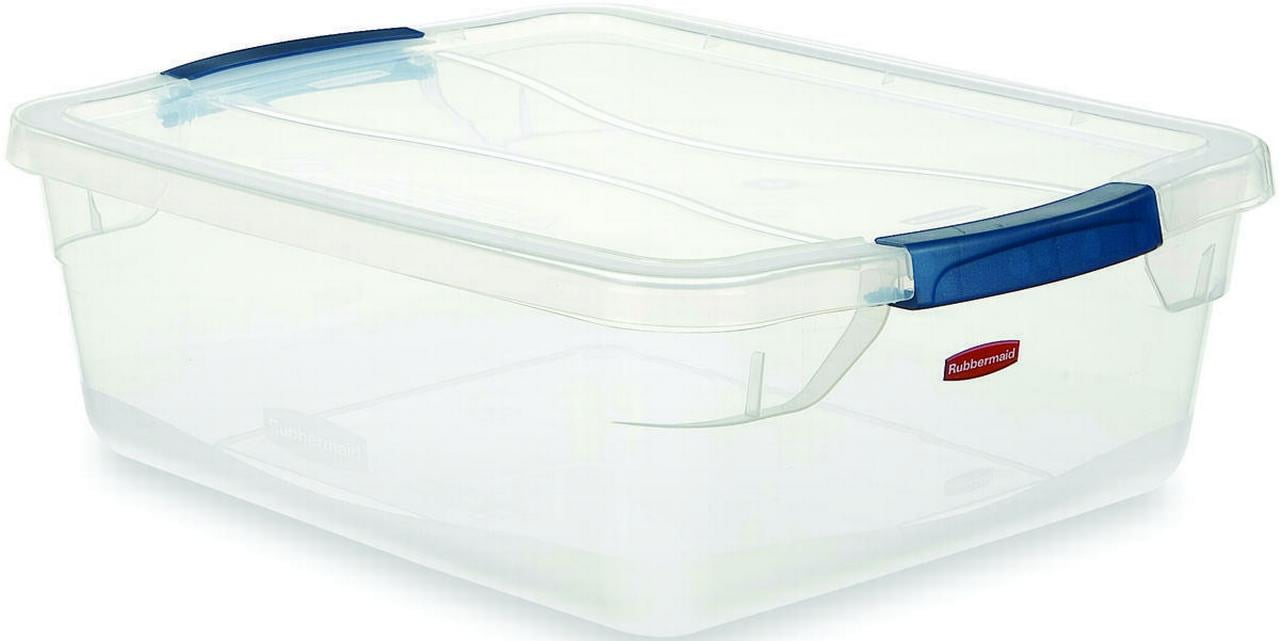 Clever Store FG3Q22CLMCB Latching Storage Container, 15 qt, 16.8 in L x 13.3 in W x 5.3 in H, Plasti