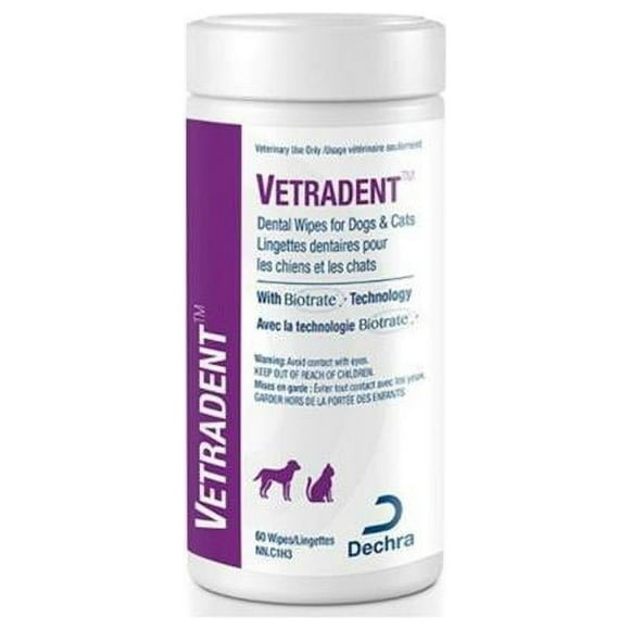 Dechra Vetradent Dxental Wipes for Dogs & Cats, 60 Count
