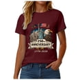 thumbnail image 4 of UngA Women's 250Th America Anniversary Casual Printed T-Shirt Faith 250 Years Patriotic Flag Tee 4Th of July Womens T-Shirts XL,Wine, 4 of 8