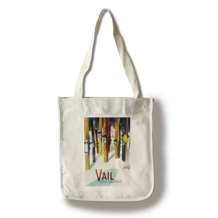 Vail, Clorado - Colorful Skis - Lantern Press Artwork (100% Cotton Tote Bag -