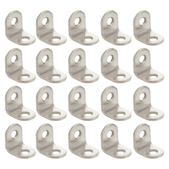 BESTYASH 20Pcs L Shape Angle Bracket Silver Metal 2 Hole Right Angle Furniture Braces
