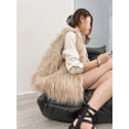 thumbnail image 5 of Bolsos de hombro de felpa de lana para mujer Y2k, bolso de cubo con cordón de piel sintética para chicas, bolso de mano peludo a la moda, novedad de 2023, 5 of 5