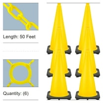 28 Inch Yellow Traffic Cone and Chain Kit (6 Pk)