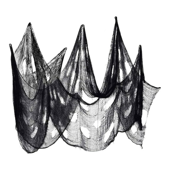 Happydeer 40" x 70" Halloween Creepy Cloth Decoration Scary Blood/Black/White Gauze Spooky Fabric Cloth for Haunted House Halloween Party Decor (Black)