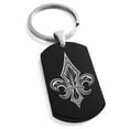 thumbnail image 1 of Stainless Steel Knightly Fleur De Lis Engraved Dog Tag Keychain Keyring, 1 of 1