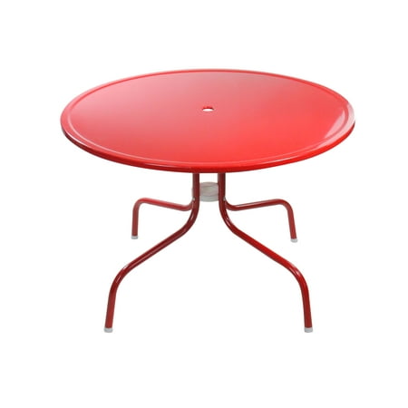 39.25&quot; Red Retro Metal Tulip Outdoor Dining Table